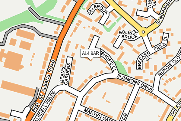 AL4 9AR map - OS OpenMap – Local (Ordnance Survey)