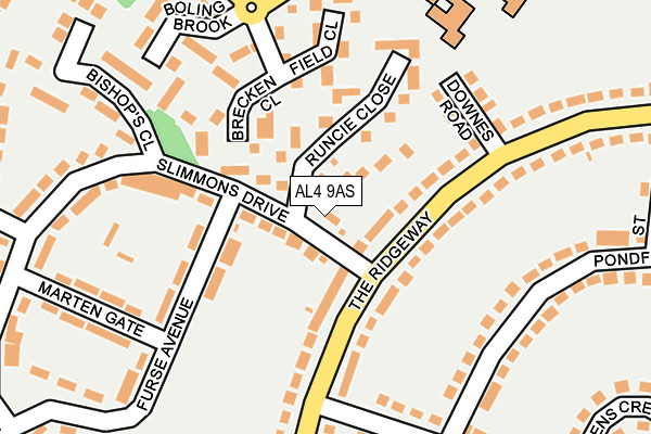 AL4 9AS map - OS OpenMap – Local (Ordnance Survey)