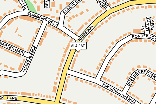 AL4 9AT map - OS OpenMap – Local (Ordnance Survey)