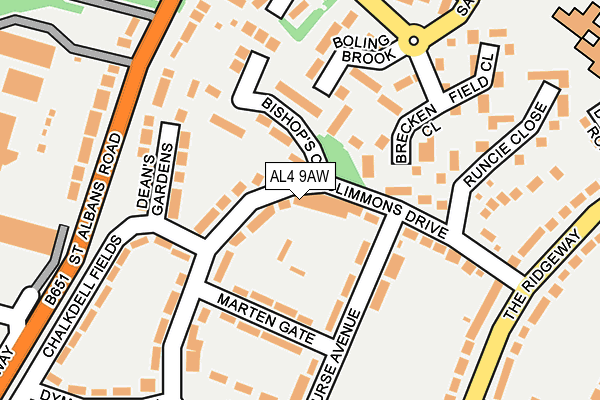 AL4 9AW map - OS OpenMap – Local (Ordnance Survey)