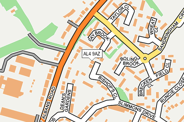 AL4 9AZ map - OS OpenMap – Local (Ordnance Survey)