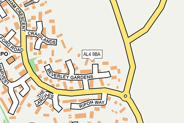 AL4 9BA map - OS OpenMap – Local (Ordnance Survey)
