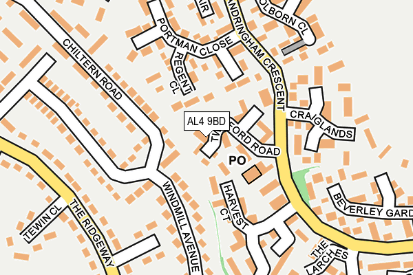 AL4 9BD map - OS OpenMap – Local (Ordnance Survey)