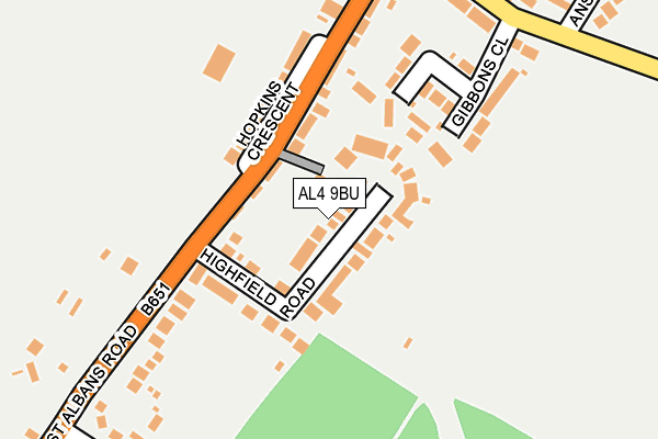AL4 9BU map - OS OpenMap – Local (Ordnance Survey)