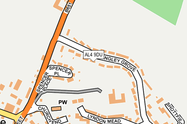 AL4 9DU map - OS OpenMap – Local (Ordnance Survey)