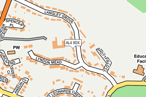 AL4 9DX map - OS OpenMap – Local (Ordnance Survey)