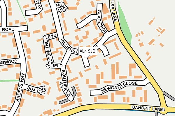 AL4 9JD map - OS OpenMap – Local (Ordnance Survey)