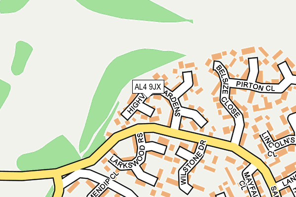 AL4 9JX map - OS OpenMap – Local (Ordnance Survey)