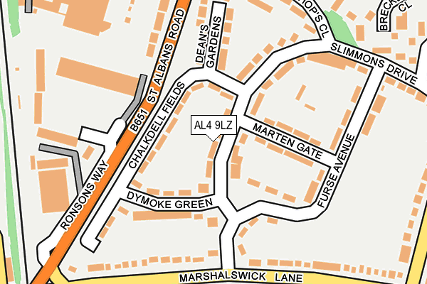 AL4 9LZ map - OS OpenMap – Local (Ordnance Survey)