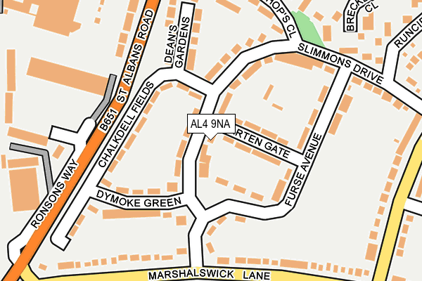 AL4 9NA map - OS OpenMap – Local (Ordnance Survey)