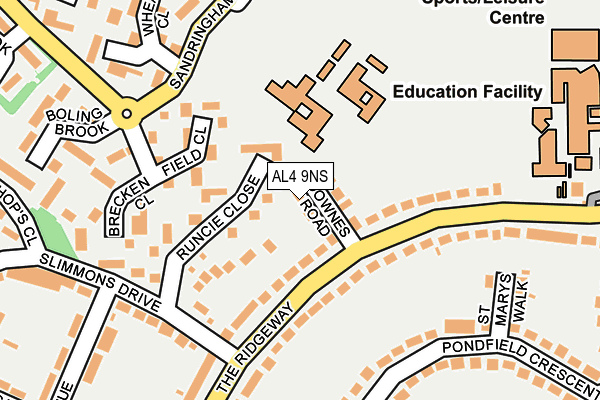 AL4 9NS map - OS OpenMap – Local (Ordnance Survey)