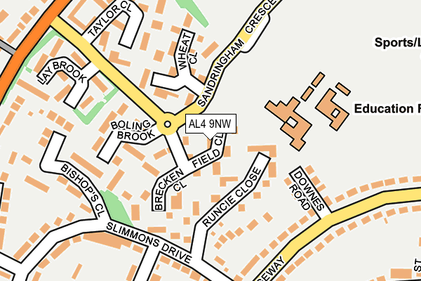 AL4 9NW map - OS OpenMap – Local (Ordnance Survey)