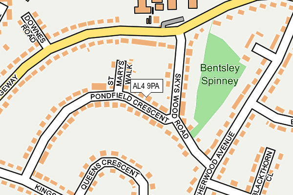 AL4 9PA map - OS OpenMap – Local (Ordnance Survey)