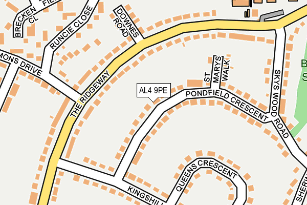 AL4 9PE map - OS OpenMap – Local (Ordnance Survey)