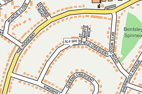 AL4 9PF map - OS OpenMap – Local (Ordnance Survey)