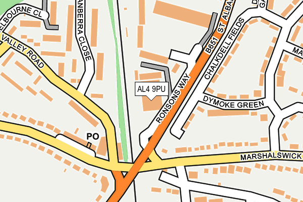 AL4 9PU map - OS OpenMap – Local (Ordnance Survey)