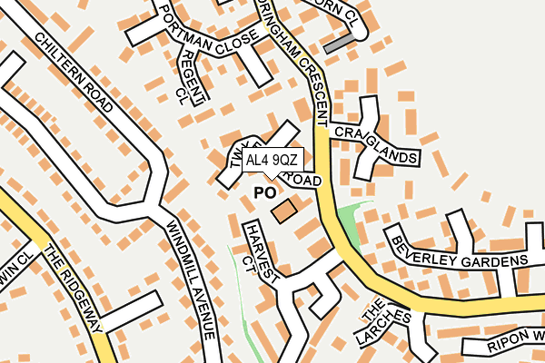 AL4 9QZ map - OS OpenMap – Local (Ordnance Survey)