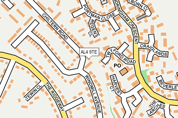 AL4 9TE map - OS OpenMap – Local (Ordnance Survey)