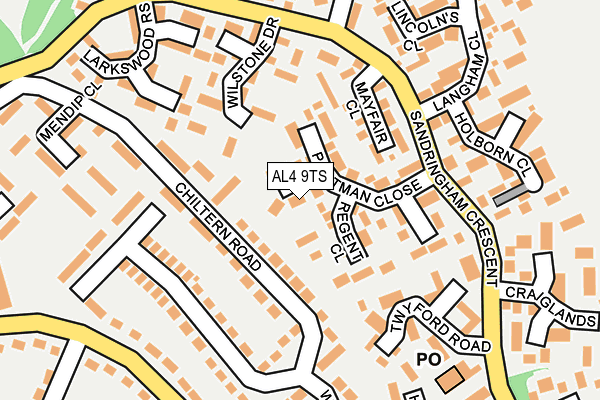 AL4 9TS map - OS OpenMap – Local (Ordnance Survey)