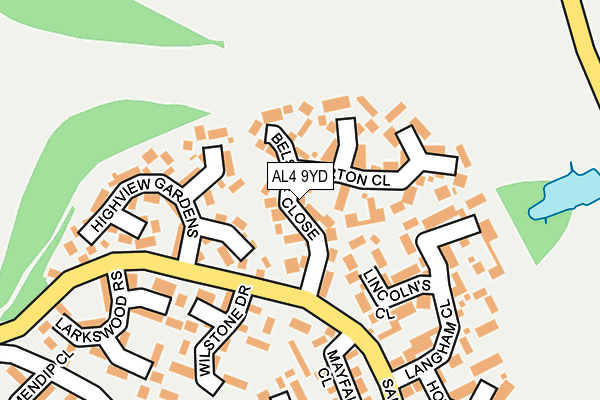 AL4 9YD map - OS OpenMap – Local (Ordnance Survey)
