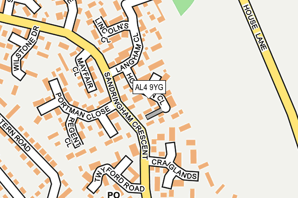 AL4 9YG map - OS OpenMap – Local (Ordnance Survey)