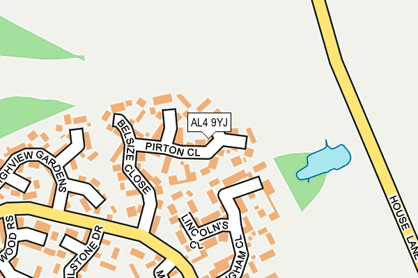 AL4 9YJ map - OS OpenMap – Local (Ordnance Survey)