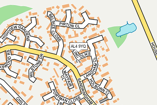 AL4 9YQ map - OS OpenMap – Local (Ordnance Survey)