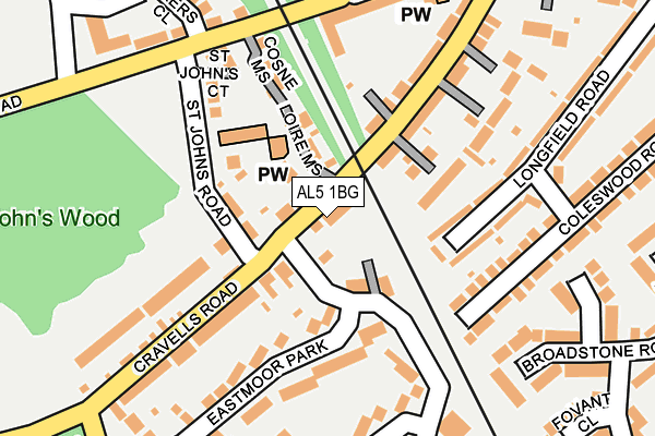 AL5 1BG map - OS OpenMap – Local (Ordnance Survey)