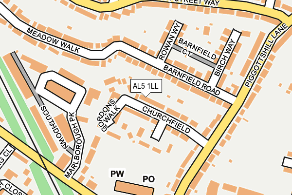 AL5 1LL map - OS OpenMap – Local (Ordnance Survey)
