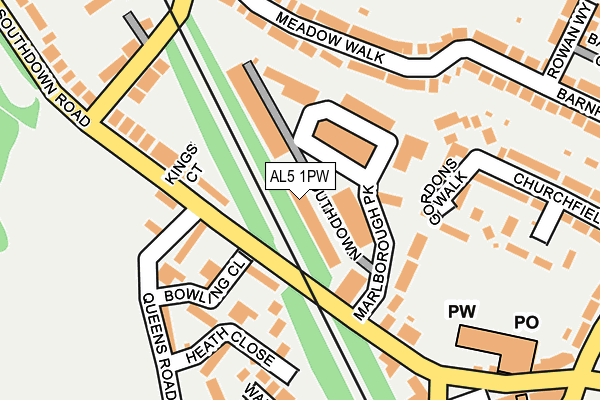 AL5 1PW map - OS OpenMap – Local (Ordnance Survey)