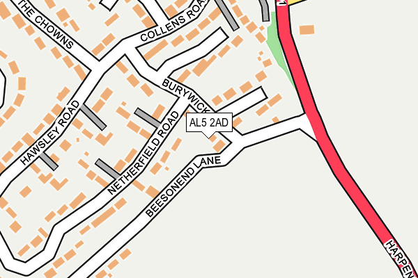 AL5 2AD map - OS OpenMap – Local (Ordnance Survey)