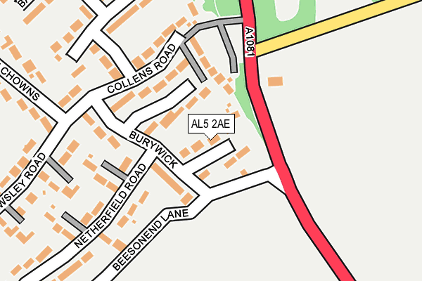 AL5 2AE map - OS OpenMap – Local (Ordnance Survey)