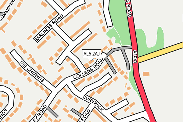 AL5 2AJ map - OS OpenMap – Local (Ordnance Survey)