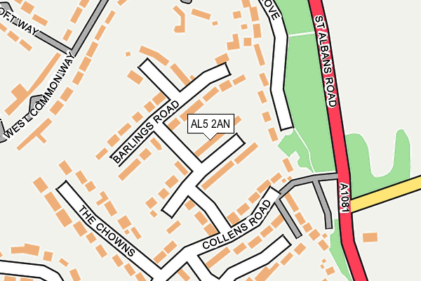 AL5 2AN map - OS OpenMap – Local (Ordnance Survey)