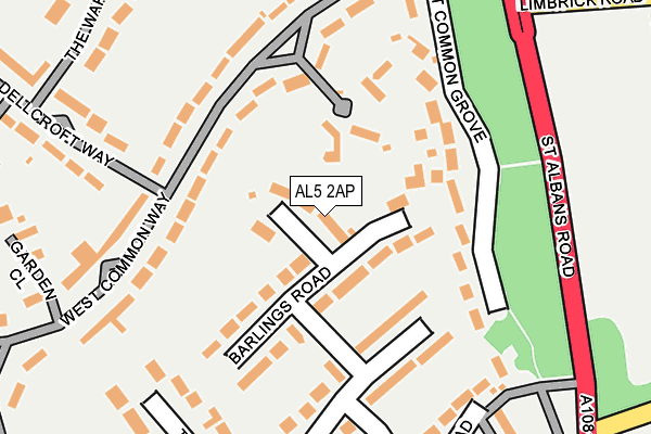 AL5 2AP map - OS OpenMap – Local (Ordnance Survey)