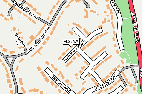 AL5 2AW map - OS OpenMap – Local (Ordnance Survey)