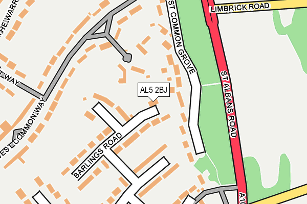 AL5 2BJ map - OS OpenMap – Local (Ordnance Survey)