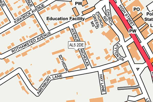 AL5 2DE map - OS OpenMap – Local (Ordnance Survey)