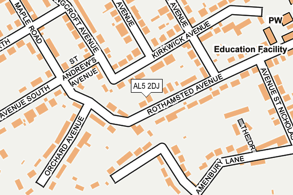 AL5 2DJ map - OS OpenMap – Local (Ordnance Survey)