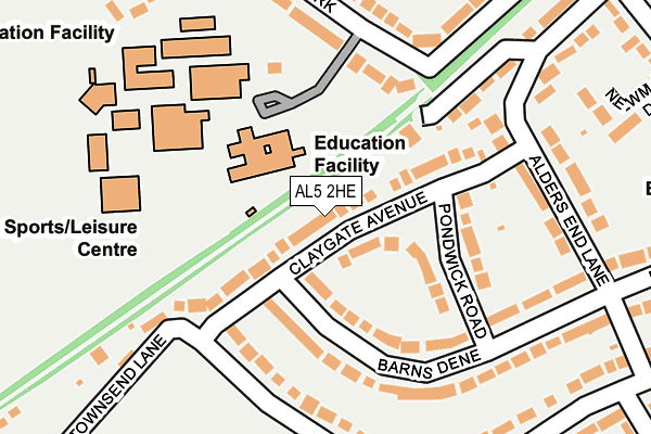 AL5 2HE map - OS OpenMap – Local (Ordnance Survey)