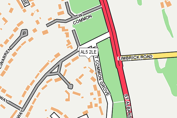 AL5 2LE map - OS OpenMap – Local (Ordnance Survey)