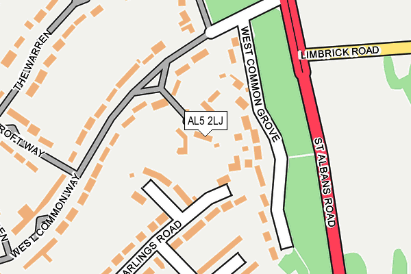 AL5 2LJ map - OS OpenMap – Local (Ordnance Survey)