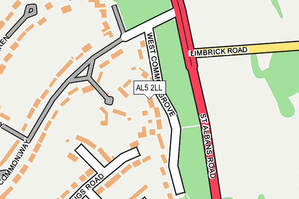 AL5 2LL map - OS OpenMap – Local (Ordnance Survey)