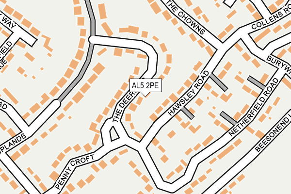 AL5 2PE map - OS OpenMap – Local (Ordnance Survey)