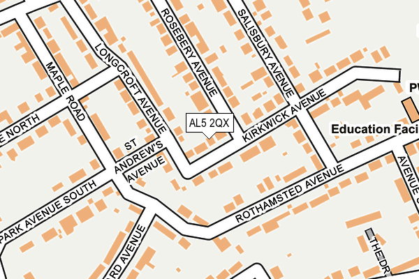 AL5 2QX map - OS OpenMap – Local (Ordnance Survey)