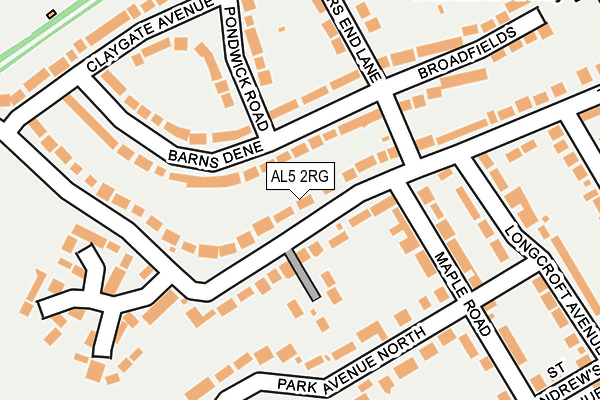 AL5 2RG map - OS OpenMap – Local (Ordnance Survey)