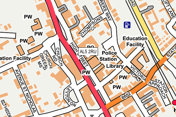 AL5 2RU map - OS OpenMap – Local (Ordnance Survey)