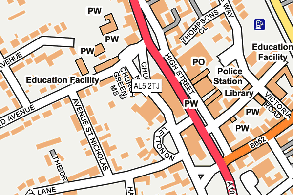 AL5 2TJ map - OS OpenMap – Local (Ordnance Survey)