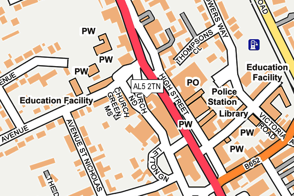 AL5 2TN map - OS OpenMap – Local (Ordnance Survey)