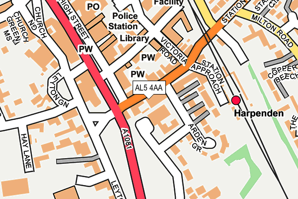 AL5 4AA map - OS OpenMap – Local (Ordnance Survey)